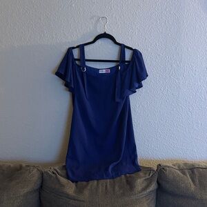 Blue Ruffle Sleeve dress